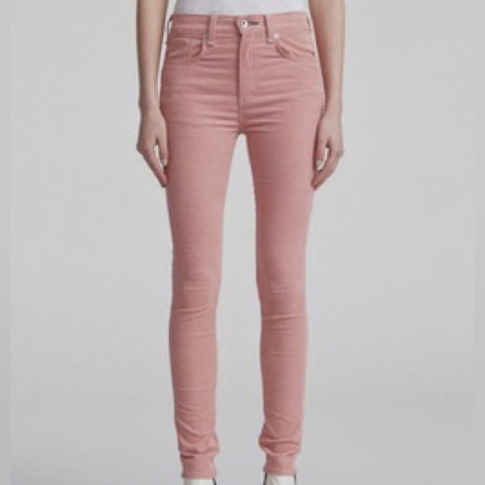 rag & bone high rise skinny corduroy jeans, size 24 in CAMEO (pink)